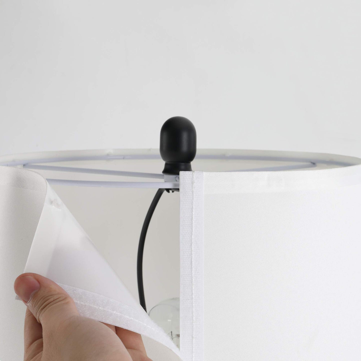 HOMCOM 3 Piece Table Floor Lamp Set with Metal Pole, Round Base, and Fabric Lampshade, for Living Room, Black/White