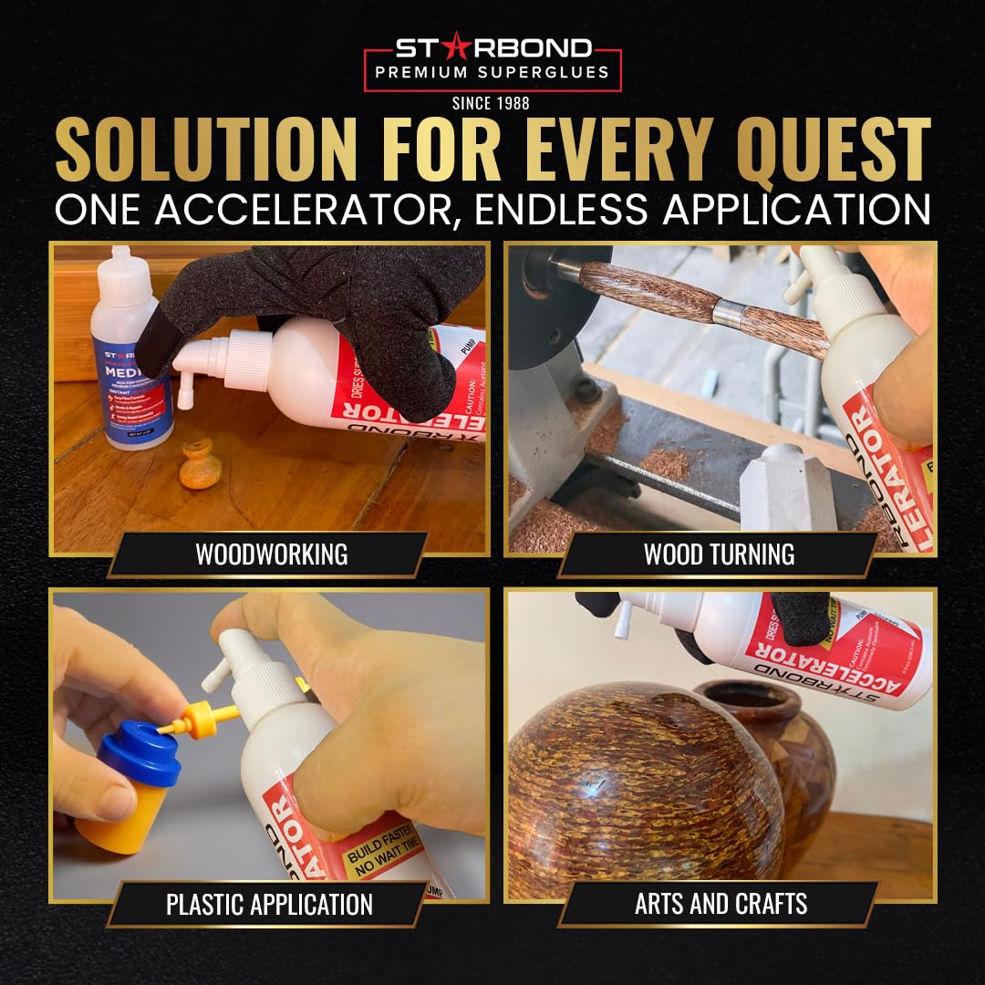 Starbond Pinocchio Pump CA Glue Accelerator, Instantly Dries Super Glue, 8 oz