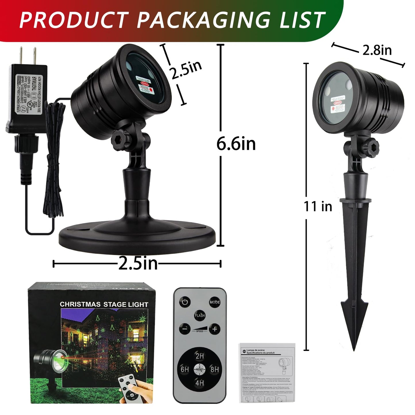 Outdoor Christmas Laser Projector Lights – Waterproof Red & Green Patterns with Remote, Holiday Yard & Garden Decoration