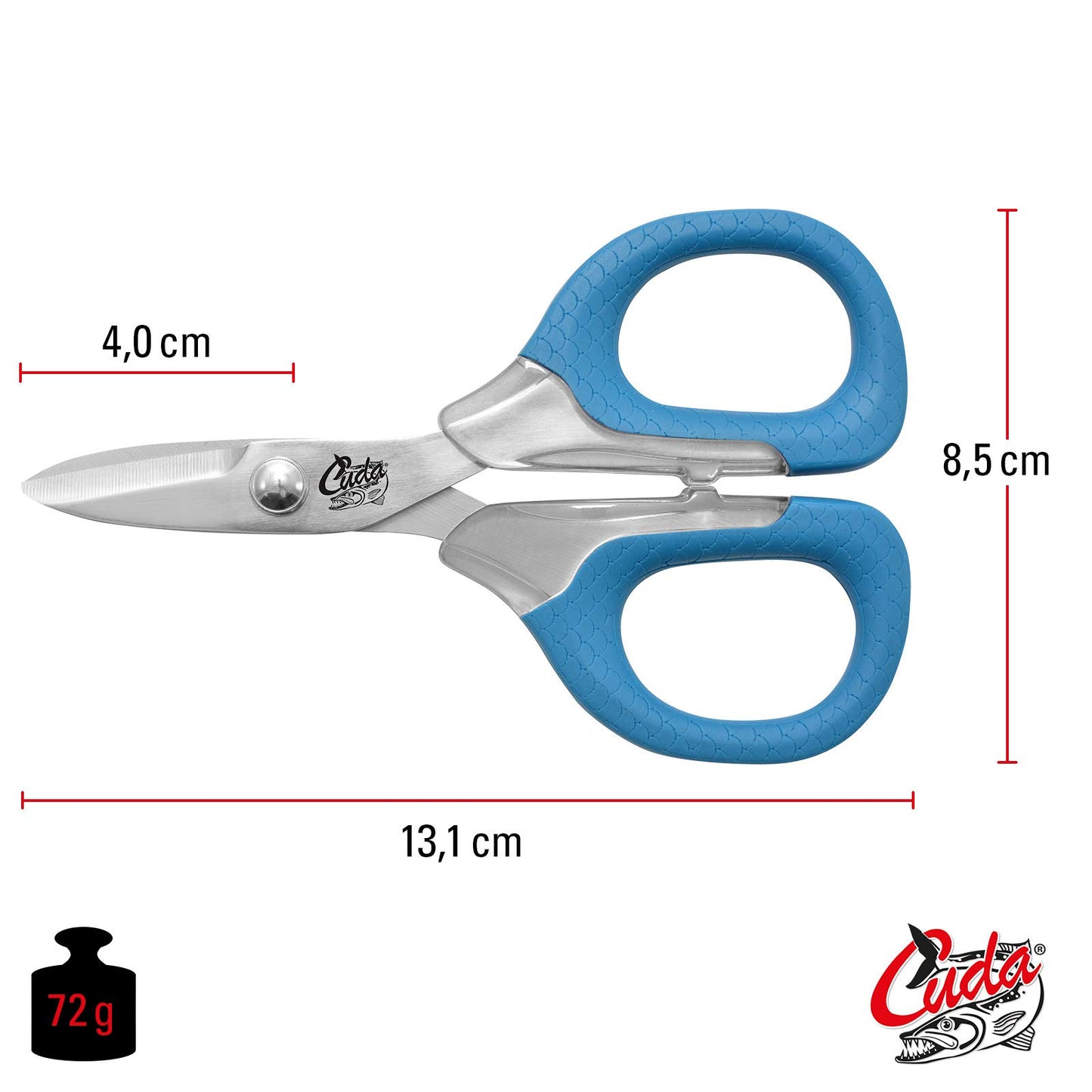 CUDA 5.5" Large Braid Shears – Heavy-Duty Fishing Line Cutter for Braid, Mono & Fluorocarbon, Dual Serrated Blades, Non-Slip Comfort Grip