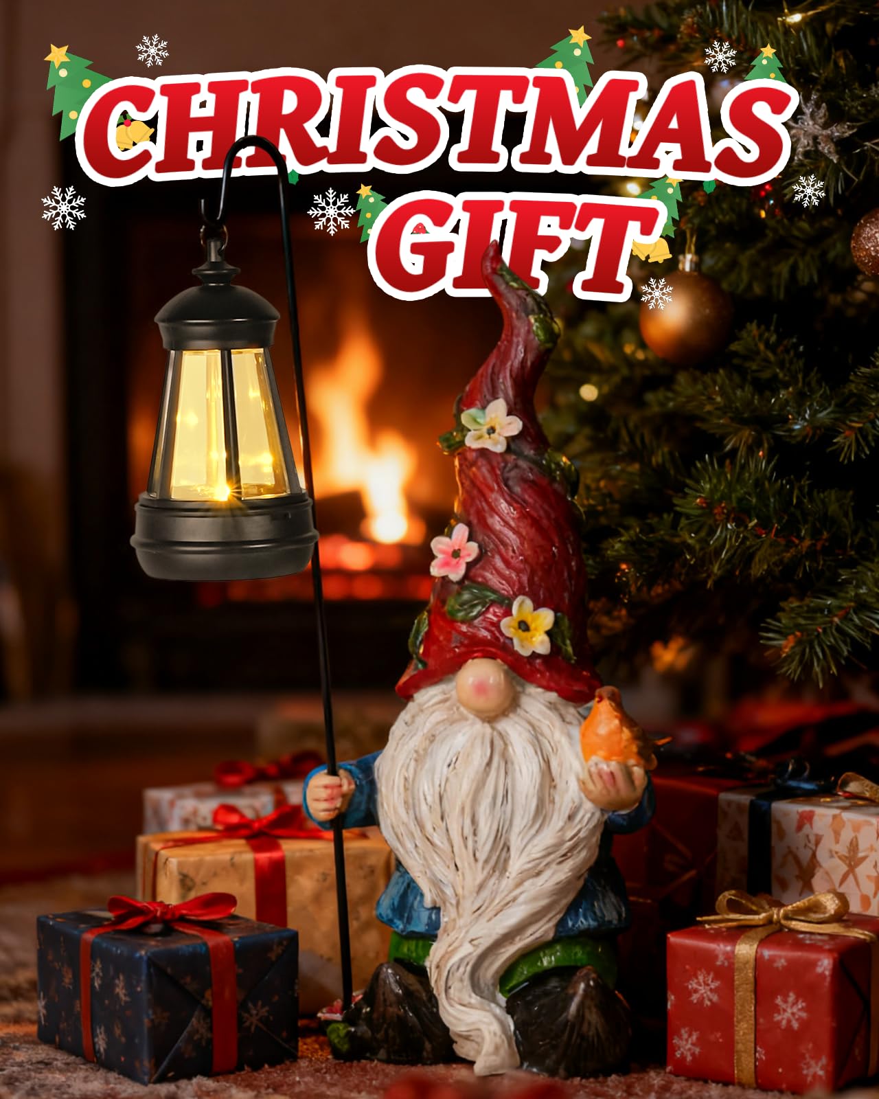 Pohabery Christmas Gnomes Outdoor Statue with Solar Lights – Garden & Patio Decor, Yard Gnomes, Holiday Gifts for Women & Mom