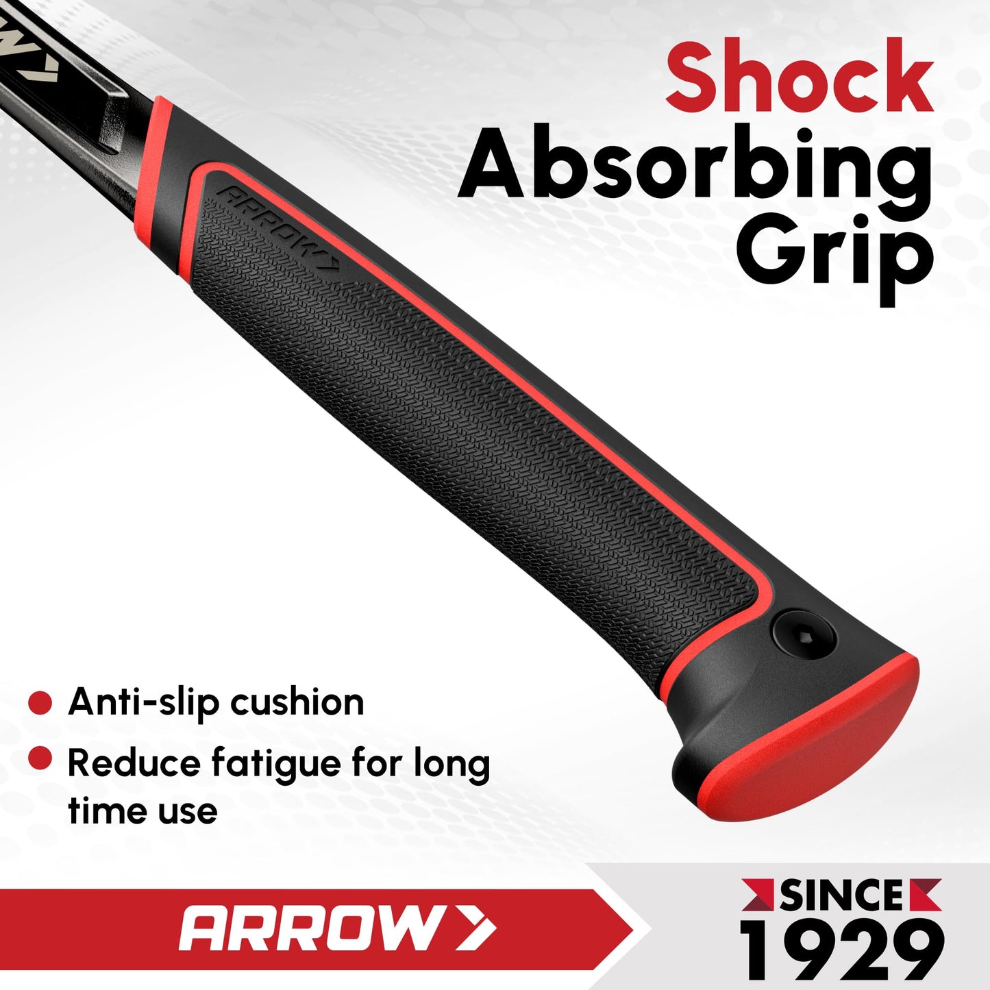 ARROW 20oz Straight Claw Hammer with Magnetic Nail Holder, Side Nail Puller, Milled Face & Shock-Absorbing Grip, Heavy-Duty Forged