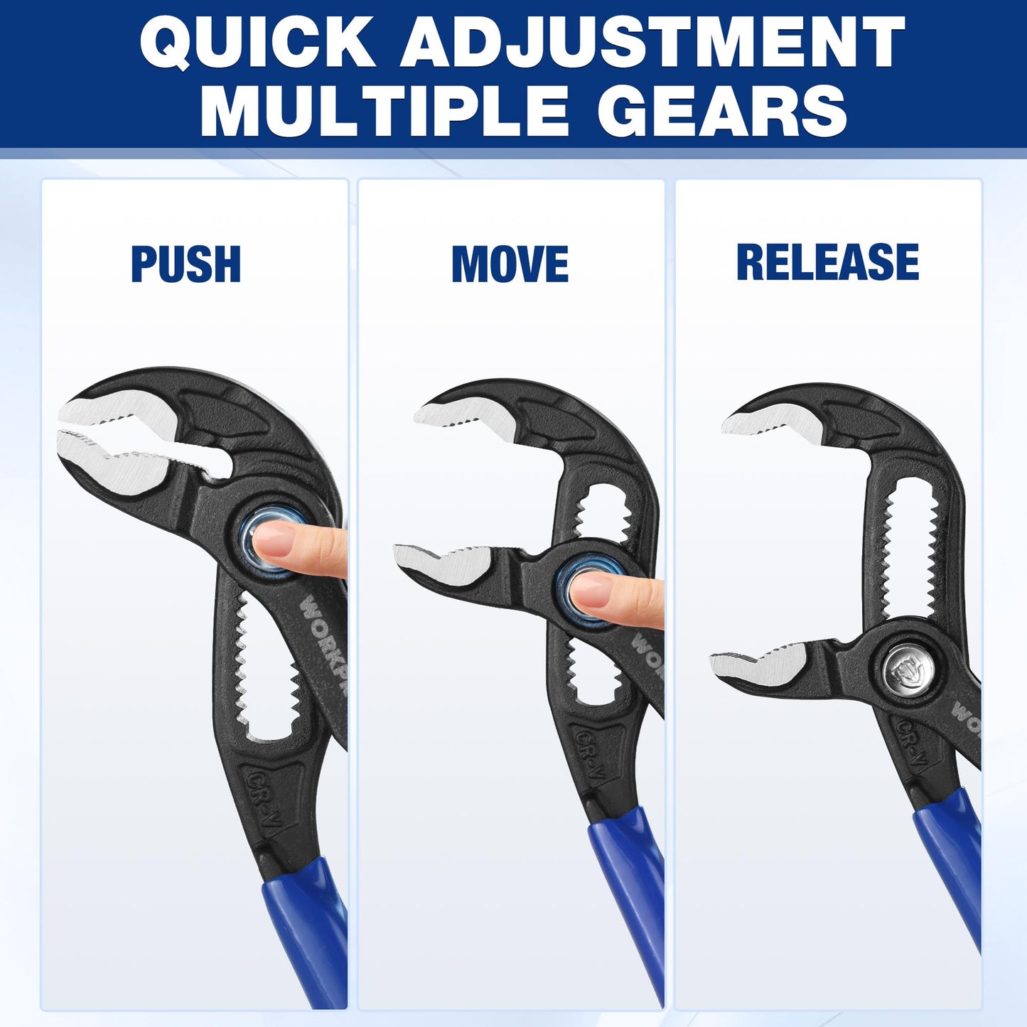 WORKPRO 5" Water Pump Pliers, CR-V Locking & Groove Joint, V-Jaw Quick Release, Adjustable Plumbing Pliers with Comfortable Grip