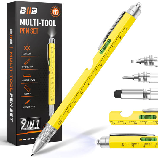 BIIB 9-in-1 Multitool Pen for Men – Valentines, Birthday & Dad Gifts, Cool Gadgets, Personalized Gift Ideas for Him