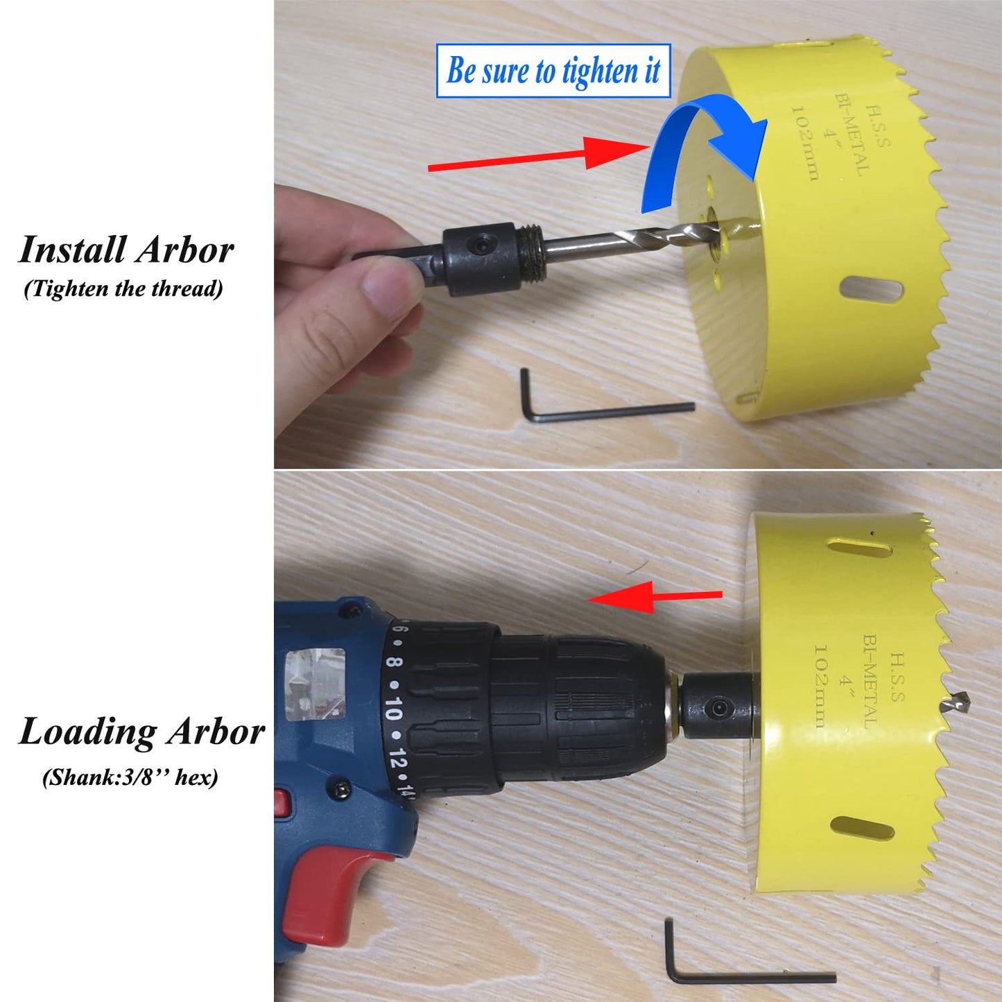 JIECHENG 4" Bi-Metal Hole Saw with Arbor Mandrel – Deep Cutting for Wood, Drywall, Plywood, Metal, Aluminum, Brass, Copper, Zinc, Tin