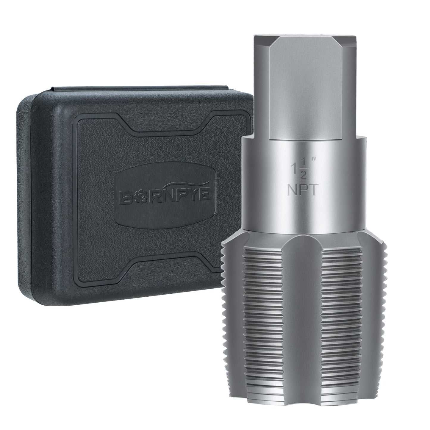 1-1/2"-11-1/2 NPT Pipe Tap Set, Precision Carbon Steel Pipe Threading Tool for Cleaning & Re-Threading Damaged or Jammed Pipes, with Plastic Case