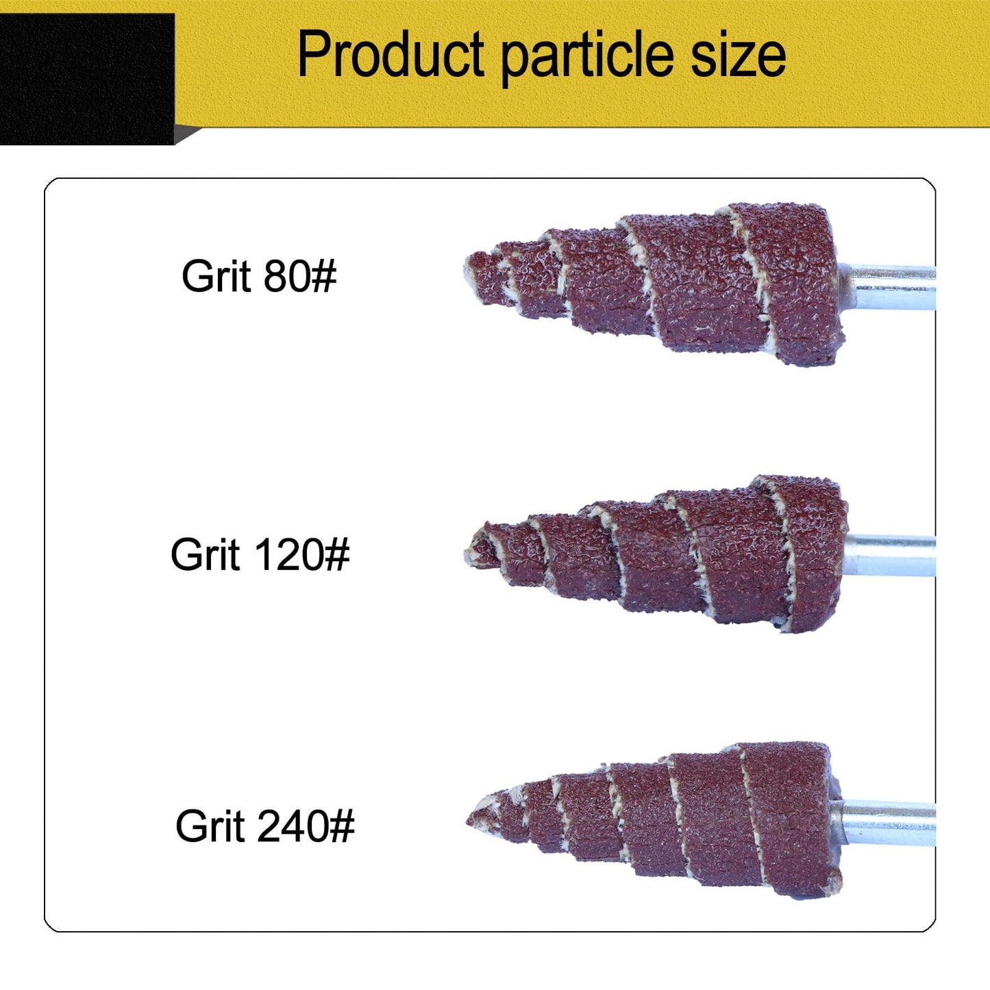 3x10 mm Cone Shape Abrasive Flap Wheel,Sandpaper Grinding Head for Rotary Tool, 3mm Shank 45Pcs,Used for Groove, Gap, Corner polishing