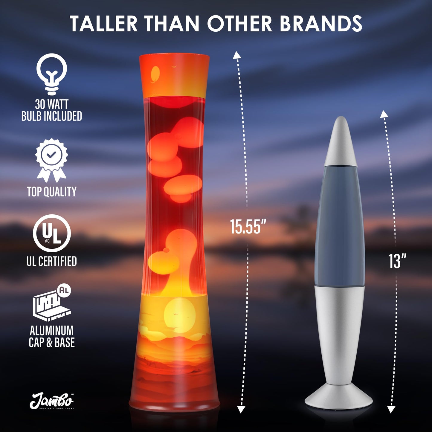 JAMBO 15.5" Upgraded Motion Sunset Lamp – Relaxing Nightlight, Home Decor for Bedroom, Living Room, Teens, Kids & Adults