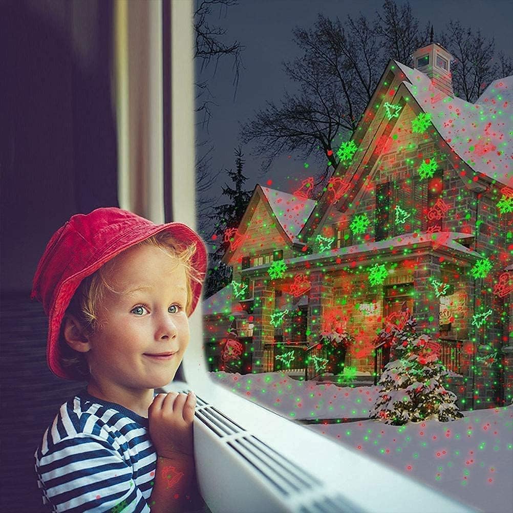 Outdoor Christmas Laser Projector Lights – Waterproof Red & Green Patterns with Remote, Holiday Yard & Garden Decoration