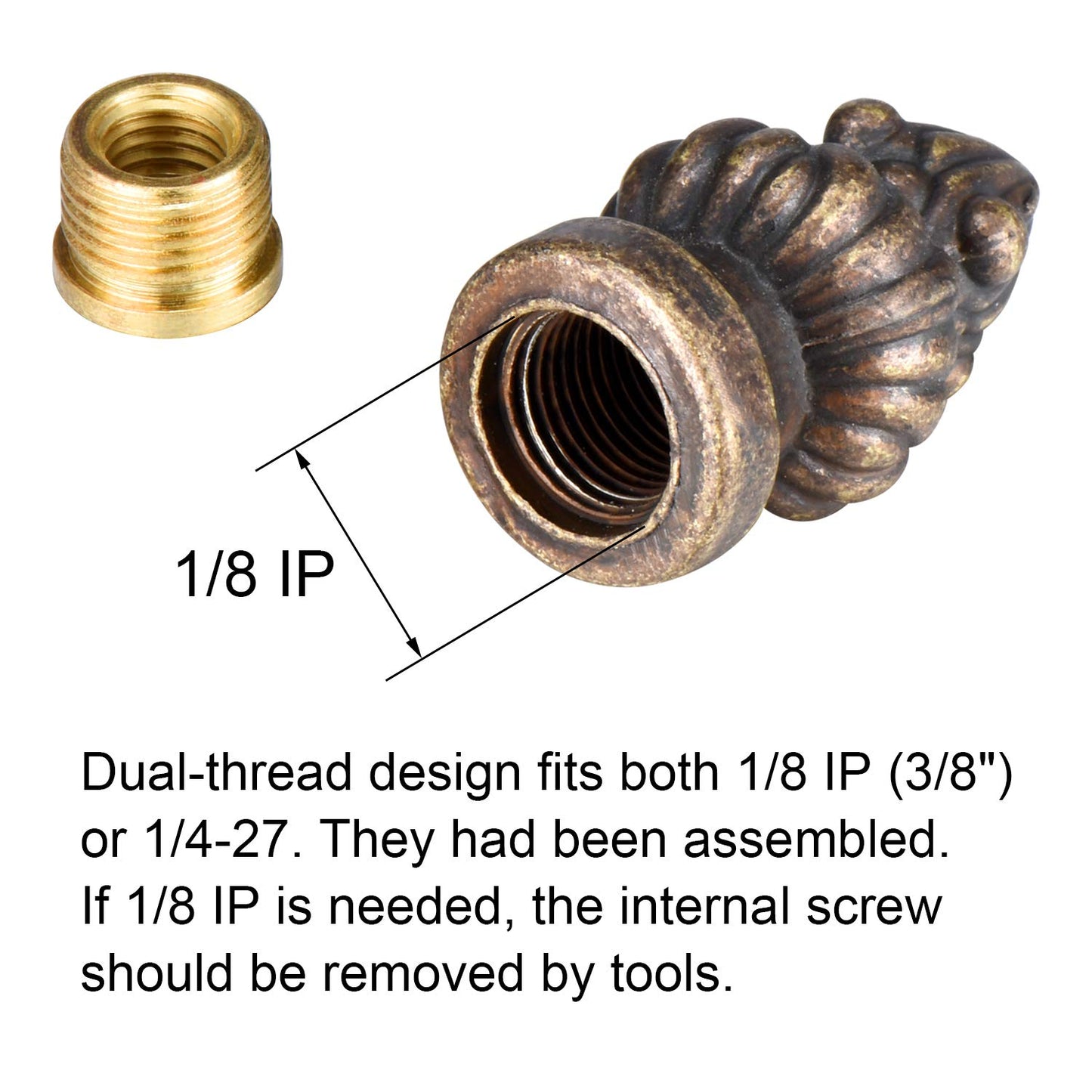 Canomo 2 Packs Lamp Finial Cap Knob Lamp Decoration for Lamp Shade, Antique Brass, 1-3/8 Inches (Small Size)