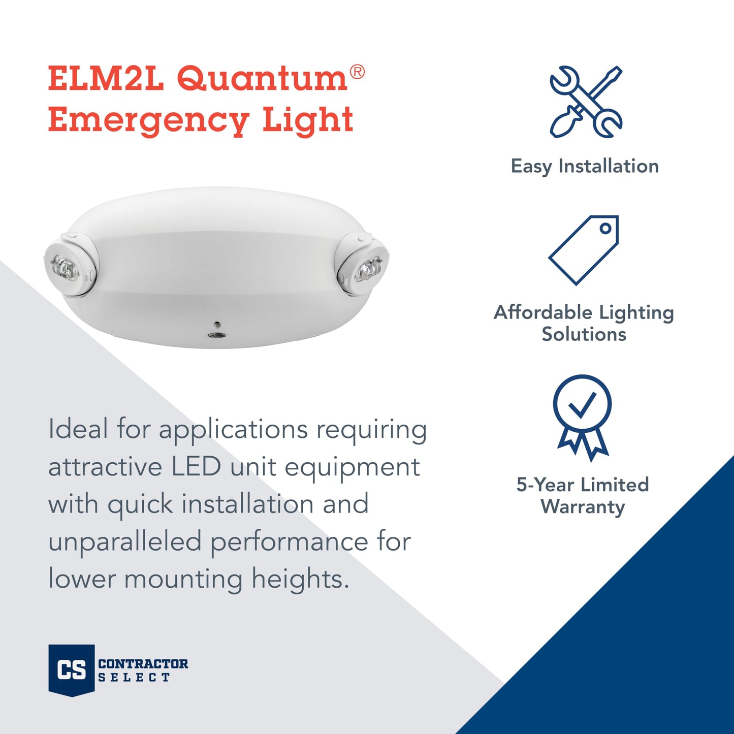 Lithonia Lighting Quantum LED Emergency Light, 2 Adjustable Heads, Ceiling/Wall Mount, White Thermoplastic, 120/277V Dual Voltage