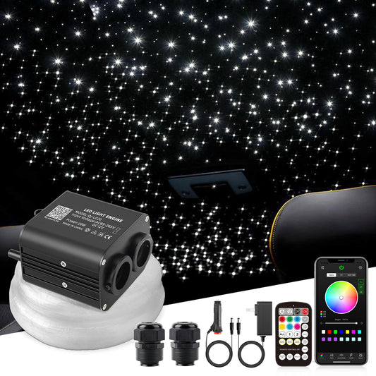 SUNKENET 20W Twinkle Starlight Headliner Kit, 650 Fiber Optic Star Lights for Car Roof & Home, Bluetooth App, Remote, Music Mode