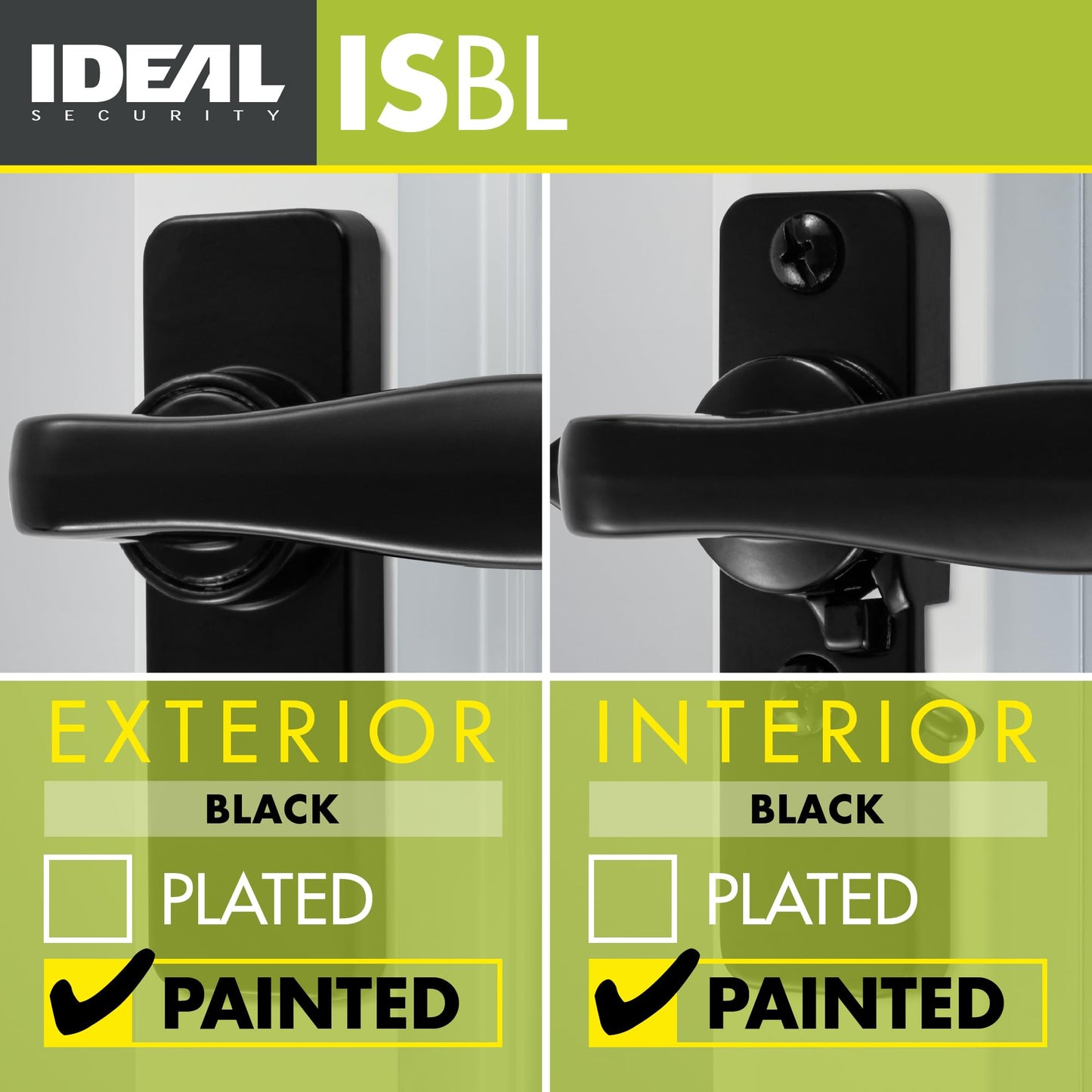 Ideal Security in-Swinging Storm Door Handle Set – for Inward-Opening Storm & Screen Doors ONLY – Surface Mount, Locking Inside Latch, Black