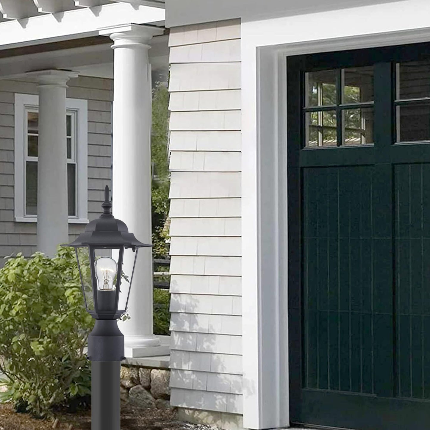 WISBEAM Outdoor Post Light, Pole Lantern, E26 Base 60W Max, Aluminum Housing Plus Glass, Wet Location Rated, ETL Qualified, Bulbs not Included, Black