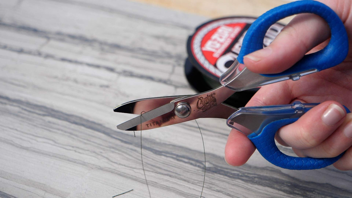 CUDA 5.5" Large Braid Shears – Heavy-Duty Fishing Line Cutter for Braid, Mono & Fluorocarbon, Dual Serrated Blades, Non-Slip Comfort Grip