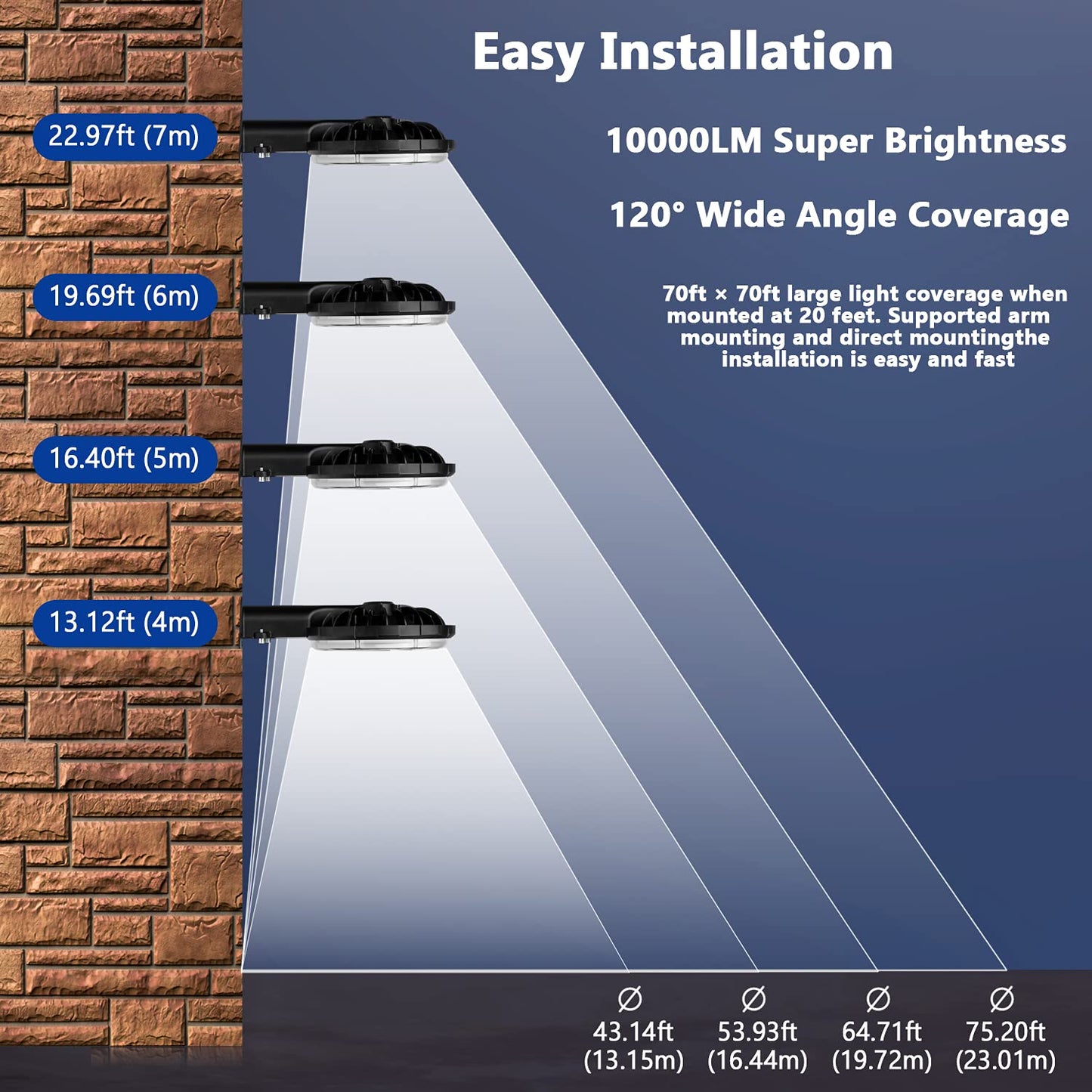 Karjoefar 100W LED Barn Light, 10000LM Daylight 5000K, Dusk-to-Dawn Outdoor Flood Light, IP65 Waterproof for Garage Yard Street