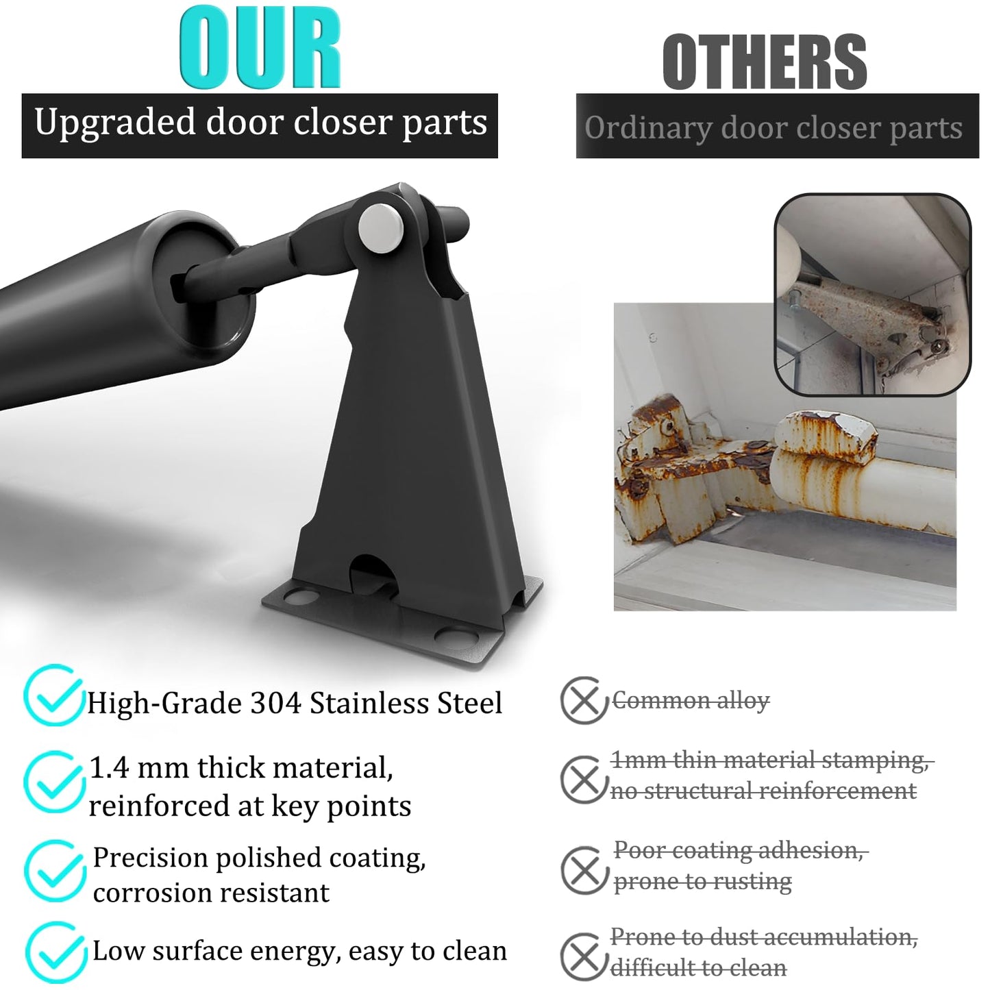 BoXtreamify Storm Door Closer, Heavy Duty Pneumatic Screen Door Closer, Adjustable Closing Speed