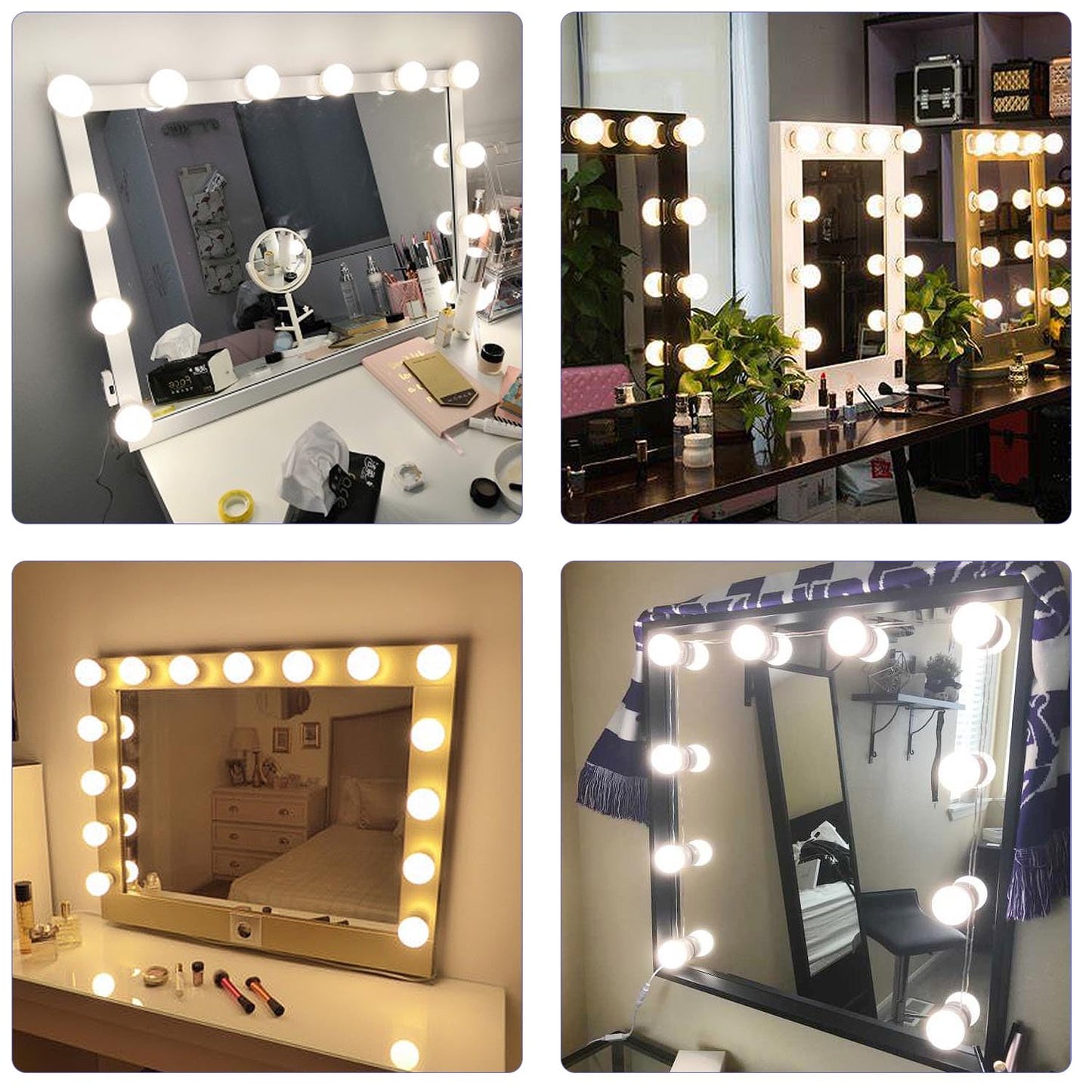 SICCOO Hollywood Style Vanity Mirror Lights, 10 Dimmable LED Bulbs, USB Powered, DIY Makeup Dressing Table & Bathroom Lighting Strip