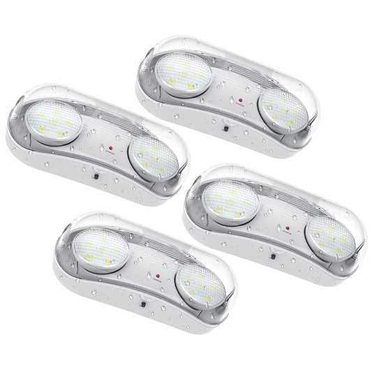 4-Pack Outdoor LED Emergency Exit Lights, Waterproof Wet Location Egress Lighting, Hardwired with Battery Backup, UL Listed 120-347V