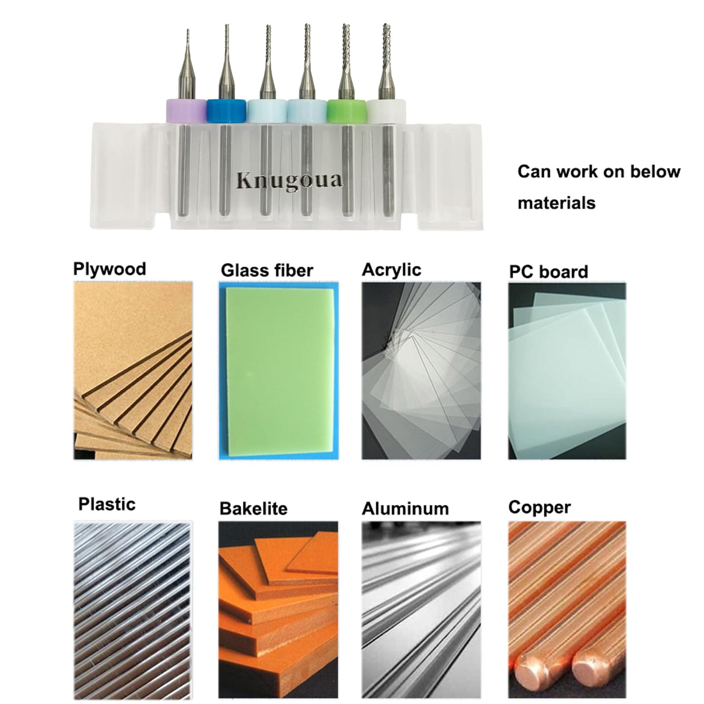 12-Piece Tungsten Steel End Mill Set, CNC Router Bits for PCB, Wood, Plastic, Copper, Fiber, 0.5–3.175mm Drilling & Engraving