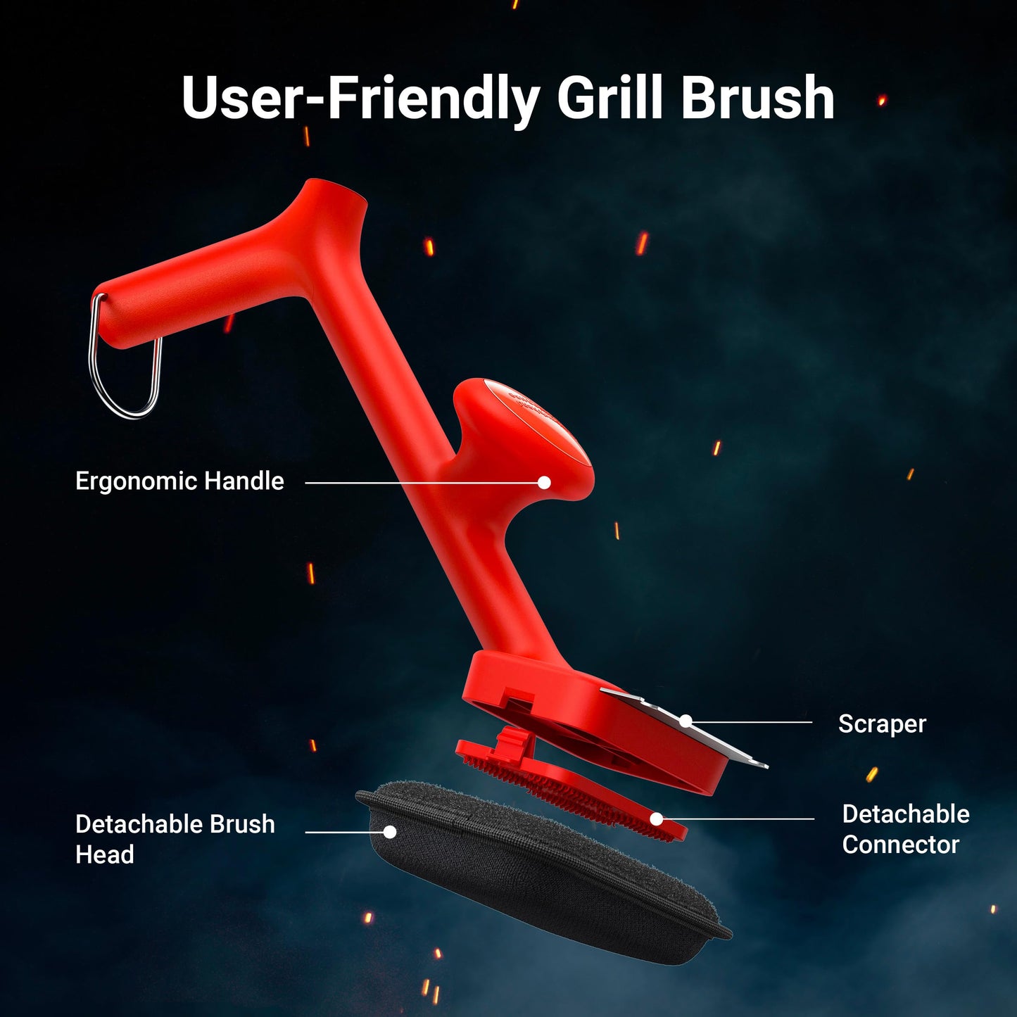 ThermoMaven BBQ Bristle-Free Steam Grill Brush - Safe Grill Cleaning Accessories with Scraper for Charcoal/George Foreman/Weber/Gas/Outdoor Grill