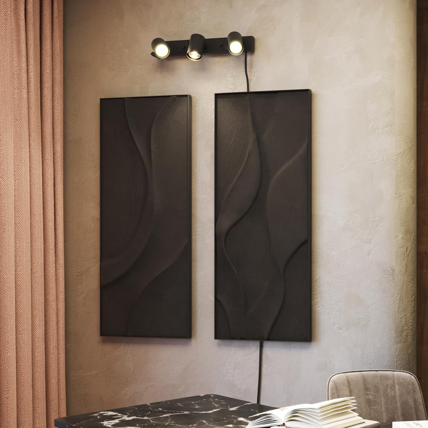 GLOBE Electric 17" 3-Light Plug-in Track Lighting, Matte Black, Pivoting Heads, 15ft Cord, In-Line Switch, Ceiling Light