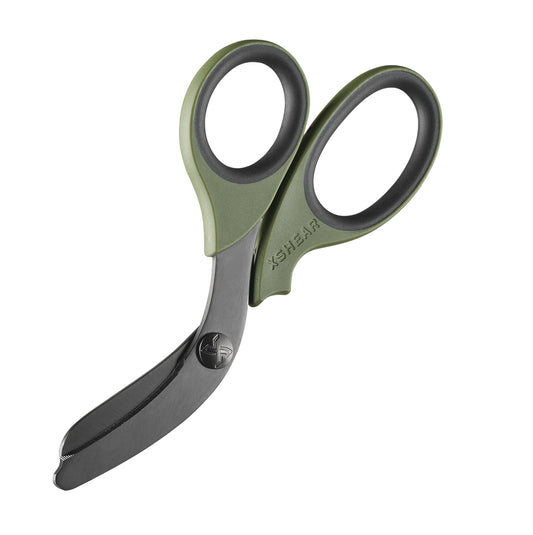 xShear® 7.5” Extreme Duty Trauma Shears for Paramedics, EMTs, Nurses & Emergency Healthcare Providers – Olive Drab Green/Black