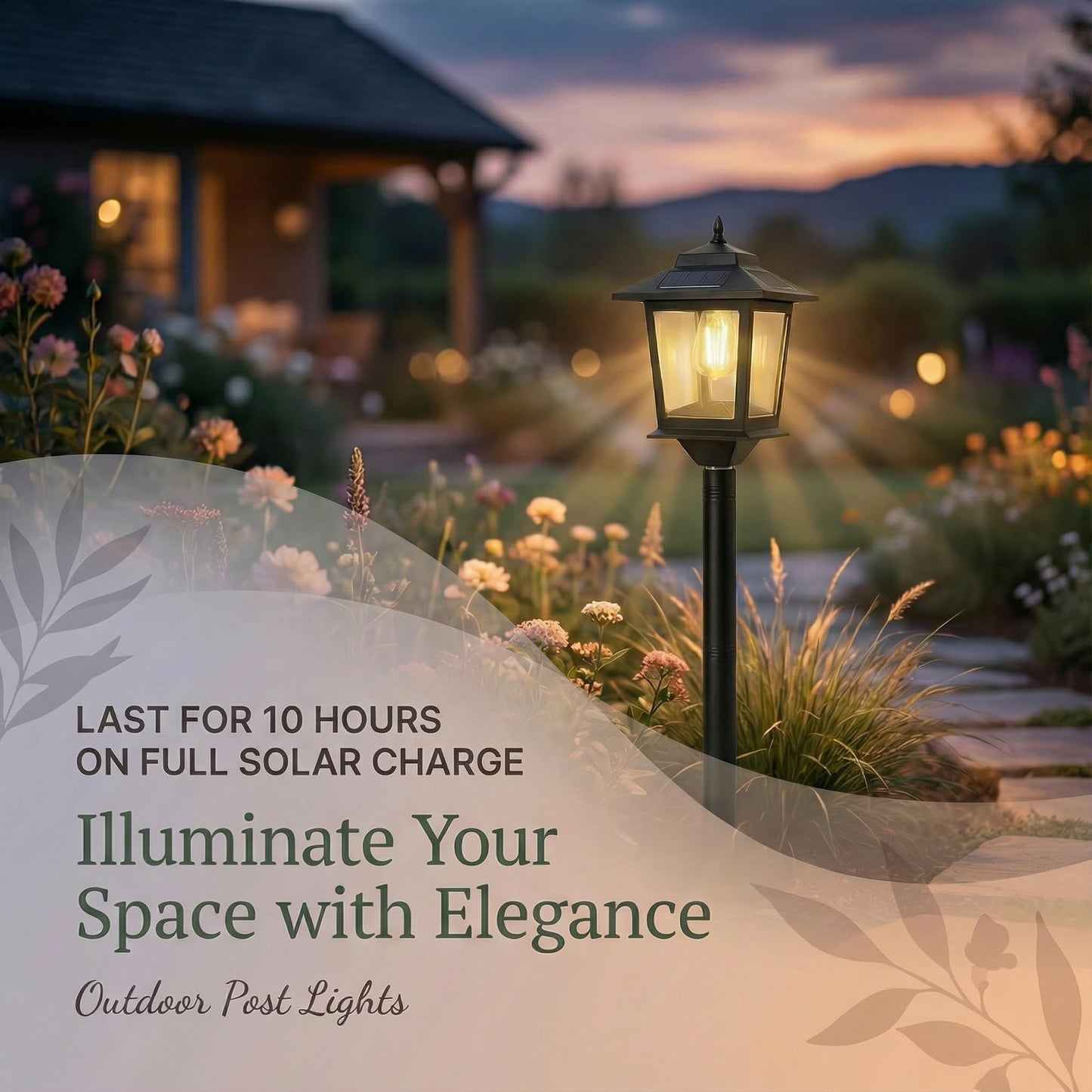 PASAMIC Outdoor Solar Post Lights, 2-Pack 63" Dusk to Dawn Lamp Posts, Waterproof Warm White Patio Floor Lamps with Replaceable Bulb