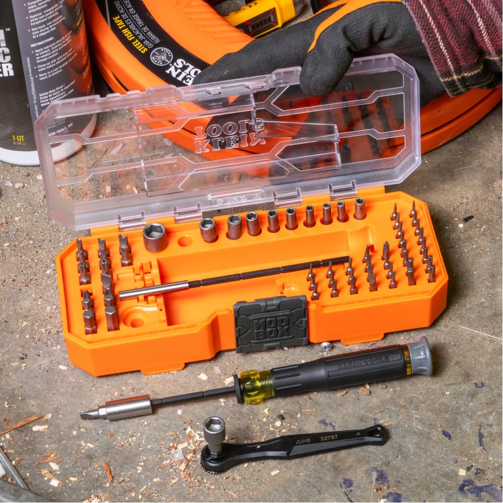 Klein Tools 32787 64-Piece Micro-Ratchet Bit Precision Driver Set with Modular Case, Magnetic, Precision, Standard Bits and Nut Drivers