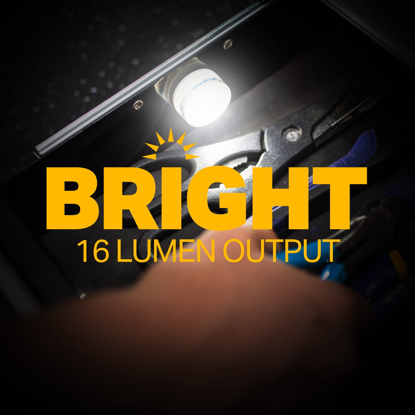 LUXPRO 5-Pack Waterproof Micro LED Puck Lights – Battery Powered Tap Lights with Adhesive, Perfect for Cabinets, Bookcases & Tackle Boxes