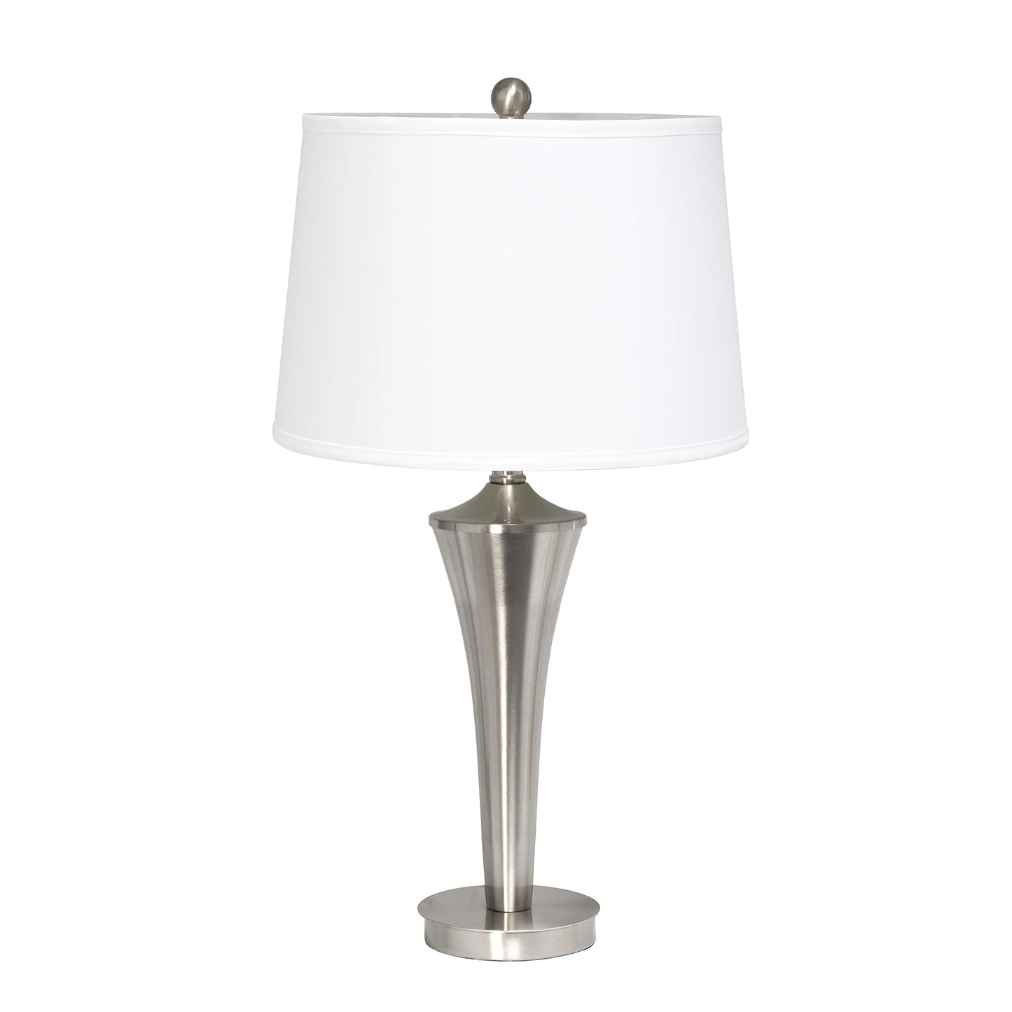 Elegant Designs LC1020-BSN Tapered 3 Pack Lamp Set (2 Table Lamps, 1 Floor Lamp) with White Fabric Shades, Brushed Nickel
