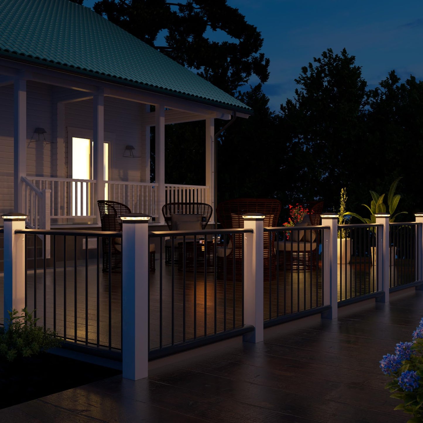 VOLISUN 12-Pack Solar Post Cap Lights, Waterproof Black Deck/Fence Lights for 4x4-6x6 Posts, Warm White Outdoor Garden, Patio, Porch