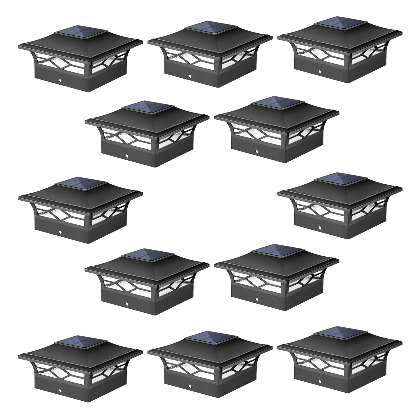 JOFIOS 12-Pack Solar Post Cap Lights for 4x4 Wood/Vinyl Posts, Waterproof LED Outdoor Deck, Fence, Patio, Garden with Cool & Warm Light