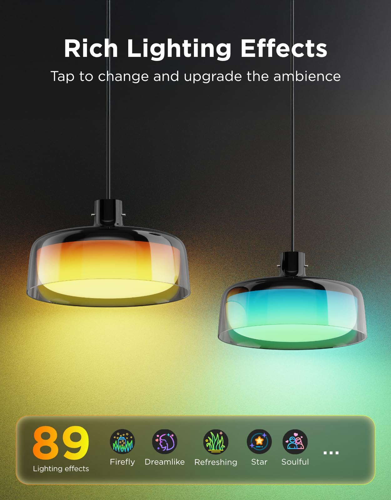 Govee RGBIC Pendant Light for Kitchen Island, Smart Dimmable Hanging Fixture, 1300LM, 2700K-6500K, Alexa & Matter Compatible