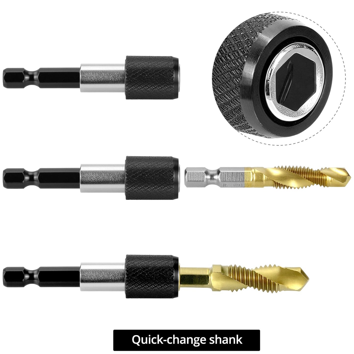 QWORK HSS Tap Bit Set, 13 Pcs SAE/Metric Combination Drill Tap & Tap Bit Set, Screw Tapping Bit Tool for Drilling Tapping