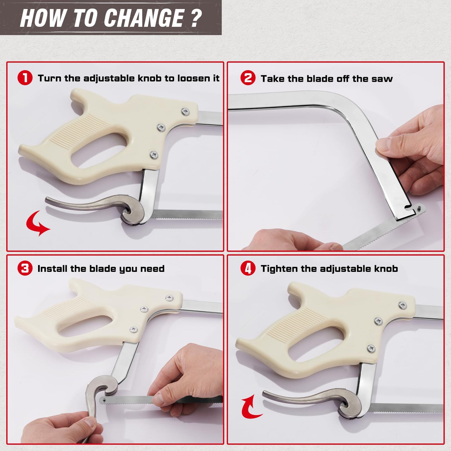 KATA 25" Meat & Bone Saw for Home Butchering, SK5 Blade, Frozen Meat, Livestock & Game Processing Hand Saw