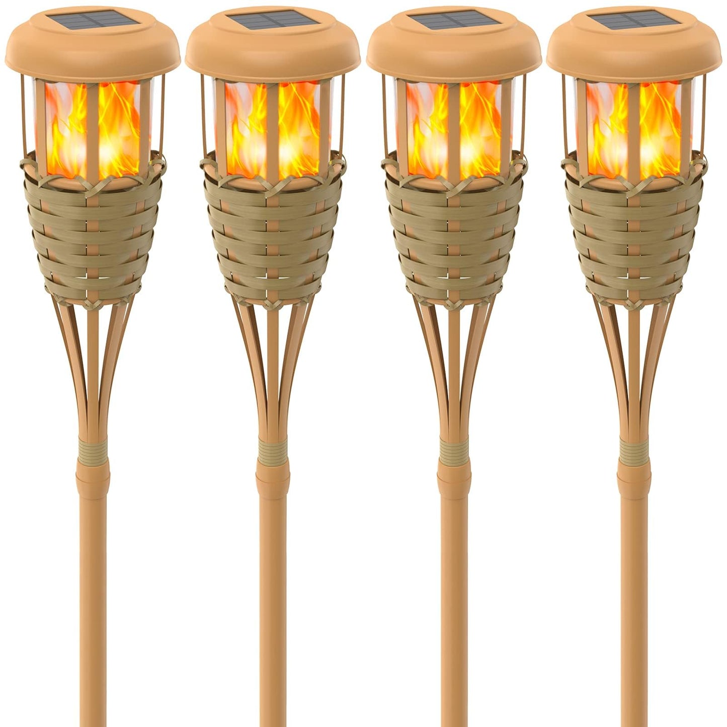 Evelynsun Solar Outdoor Lights, Solar Torch Lights Outdoor Flickering Flame, Outdoor Decorations for Patio Path Yard - 4 Pack