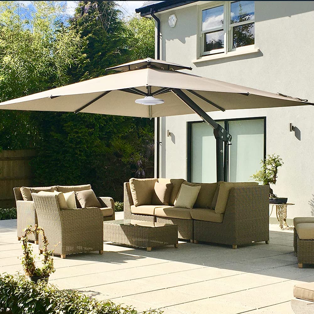 Happetite Rechargeable Umbrella Lights for Patio | Warm White, 3 Brightness Modes, Remote Controlled, Battery Operated for Outdoor & Garden