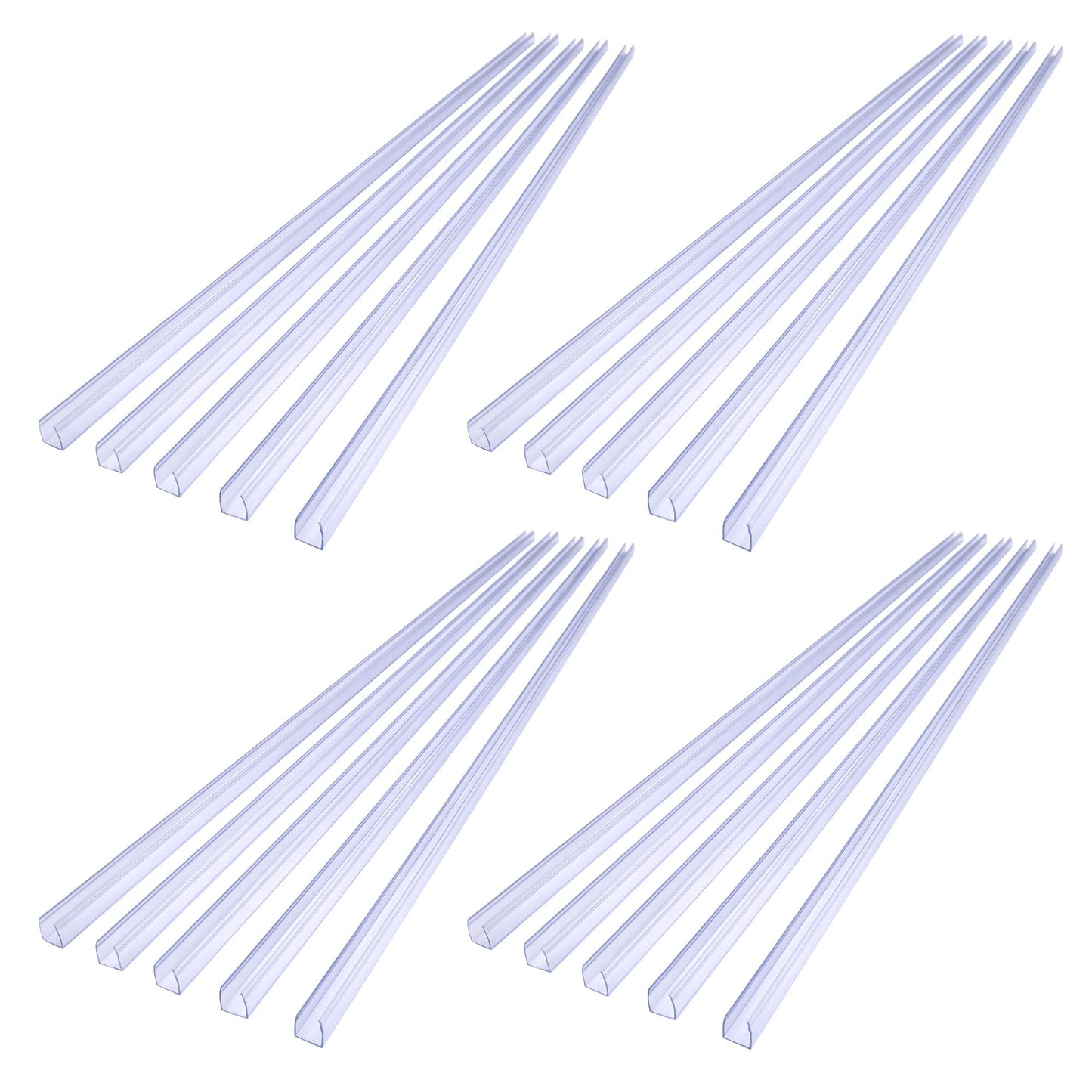 DELight 3.3" Plastic U Channel System 20PCS Clear PVC Universal LED Track Mounting Holder Accessories for 9/16" Neon Flex Strip Light Outdoor Indoor
