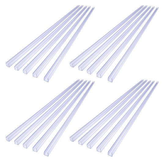 DELight 3.3" Plastic U Channel System 20PCS Clear PVC Universal LED Track Mounting Holder Accessories for 9/16" Neon Flex Strip Light Outdoor Indoor