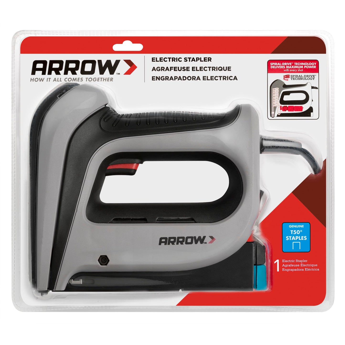 Arrow T50ACD Heavy Duty Corded Electric Staple Gun for Upholstery, Furniture, Office, Decorating, Fits 1/4", 5/16”, 3/8", or 1/2" Staples