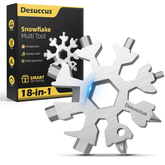 Desuccus 18-in-1 Snowflake Multi Tool, Stainless Steel Screwdriver, Wrench & Bottle Opener, Compact Stocking Stuffer for Men