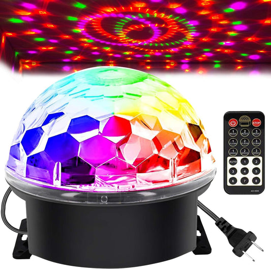 Memzuoix Disco Ball DJ Strobe Light, 7" Big Size, 6 Colors Sound Activated Stage Party Light with Remote, for Halloween Bar Wedding Home Club