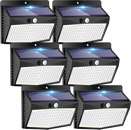 Peasur 6-Pack Solar Motion Sensor Lights Outdoor, Waterproof Wall Lights with 3 Modes for Garden, Yard, Deck, Fence