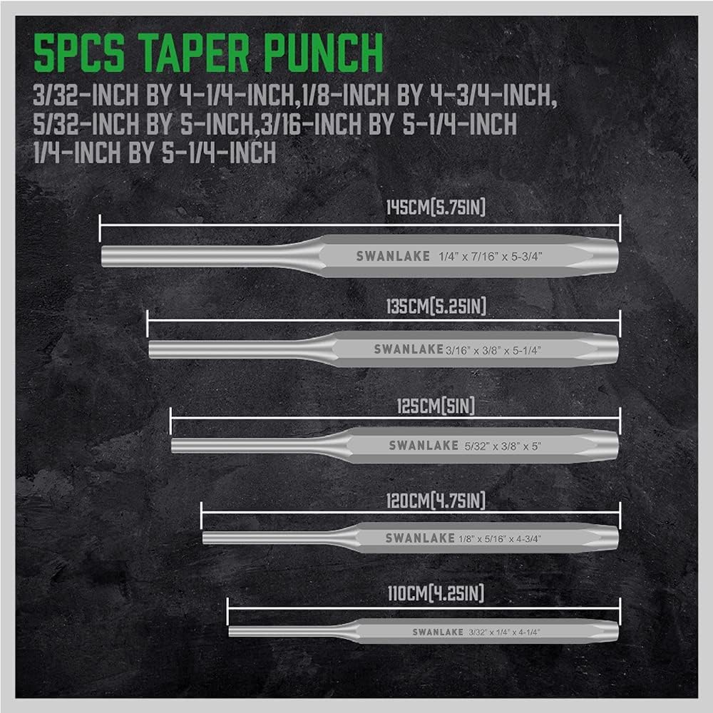 16-Piece Precision Punch & Chisel Set - Taper Punch, Pin Center Punch, Cold Chisels & Gauge for Versatile Applications