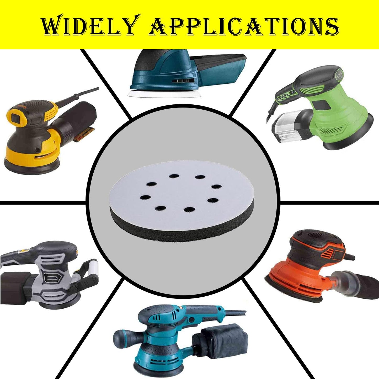 Crossarctic 5-Inch 8-Hole Soft Interface Pads, Hook & Loop Foam Cushion Backing Pads for Orbital Sander, 4-Pack