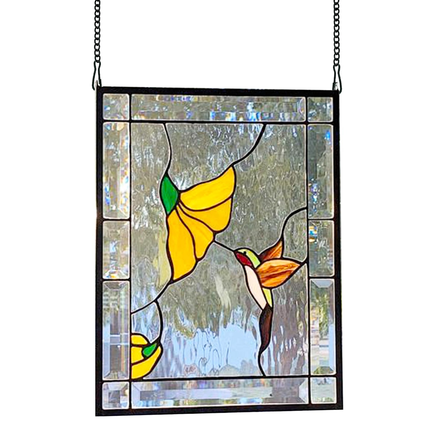 6 Pcs 20 Inch Stained Glass Window Hanging Chain - Black Hanging Chain, Window Art Decor, Patio Garden Outdoor Decorative Hangings Glass Panels Chains