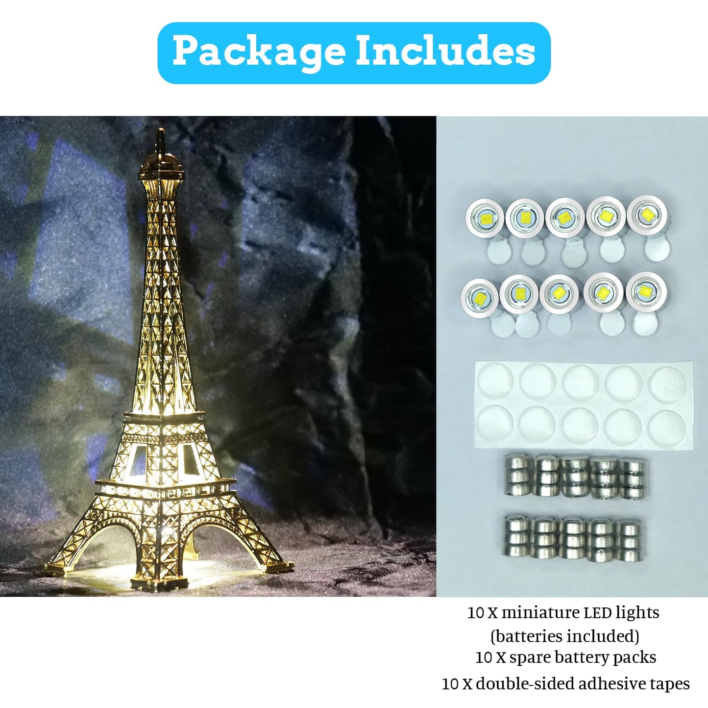 **Mini LED Lights, 10PCS Battery Operated Tiny SMD Spotlights for DIY Crafts, Dollhouse, Action Figures & Toy Models (Cool White)**