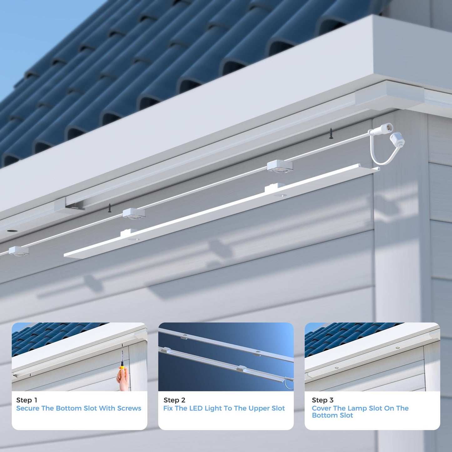 Wellvow Track-Mount Kit for Govee Permanent Outdoor Lights (H705B-F) – Durable LED Light Bar Track, Easy Install, 98ft Total