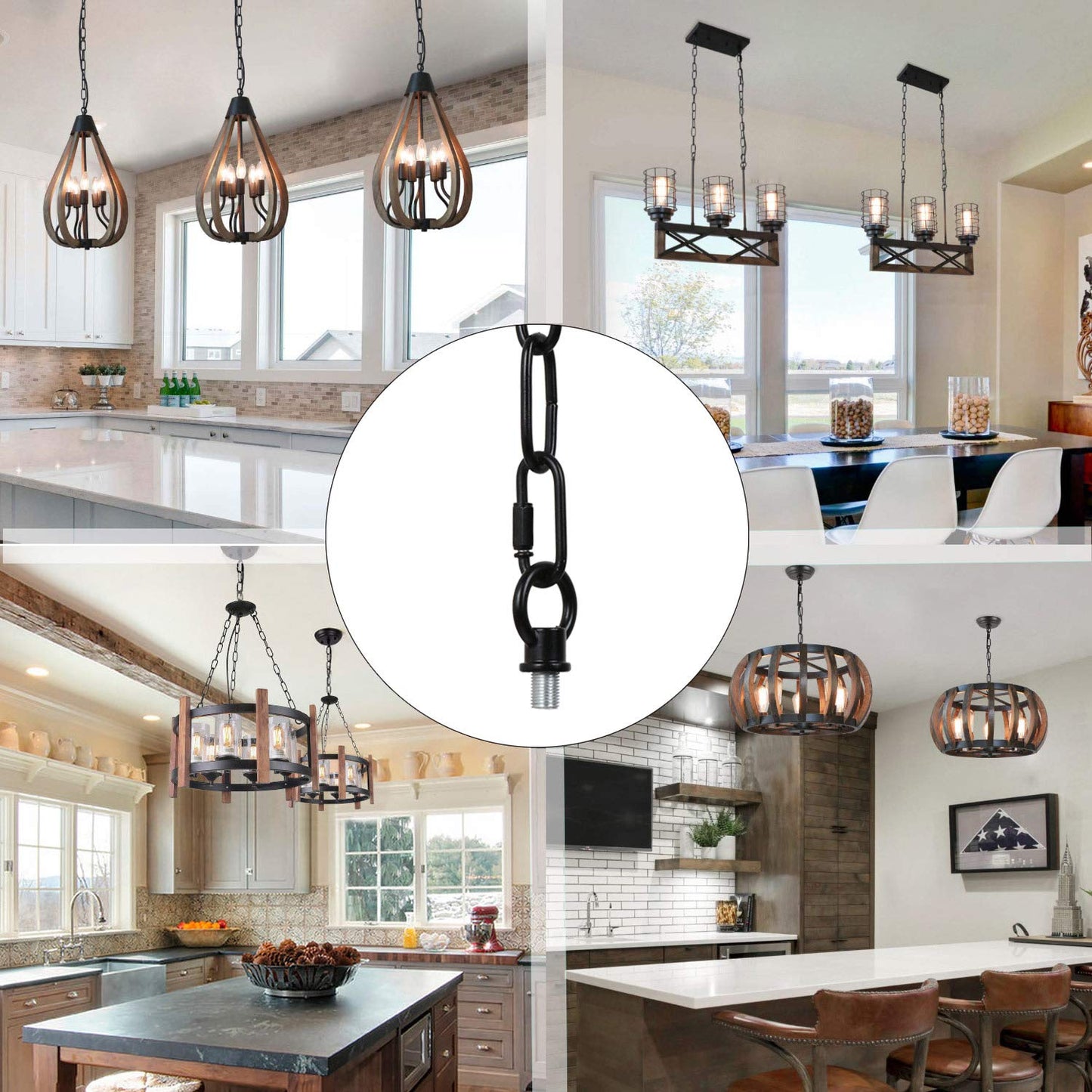 Eumyviv 19ft Heavy Duty Black Chain for Pendant Lights, Supports Up to 65 lbs, Ideal for High Ceiling Chain-Hung Fixtures (L0580)